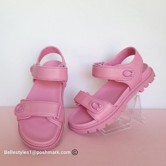 COACH Brynn Double Strap Smooth Leather Sandal- Vivid Pink Color. Women’s 6.5B⭐ - Picture 6 of 16